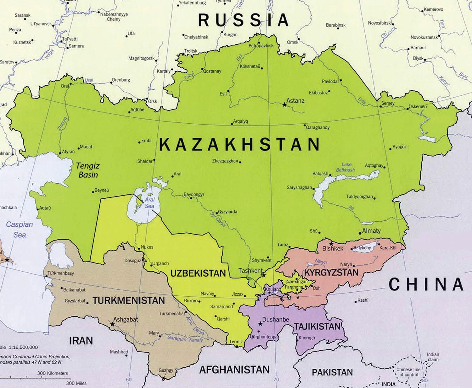 Kazakhstan Mapa Asia