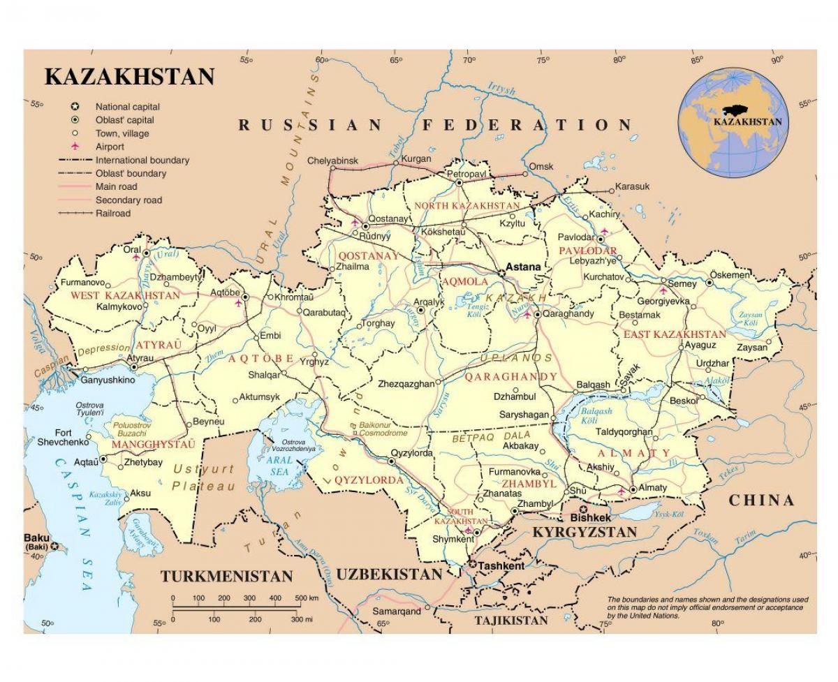 map of Kazakhstan airports