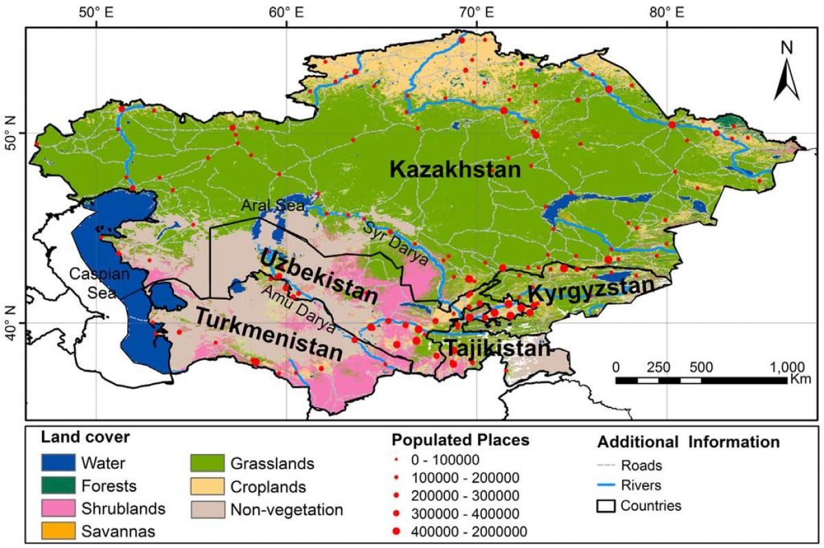 Kazakhstan climate map - Map of Kazakhstan climate (Central Asia - Asia)