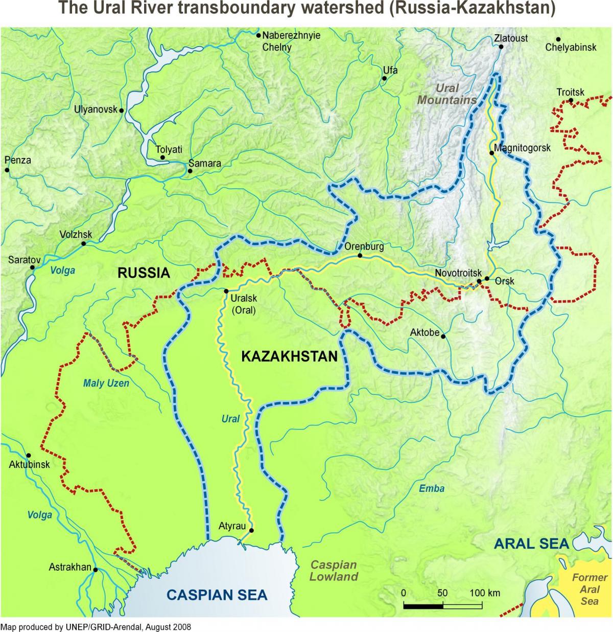 map of Kazakhstan river