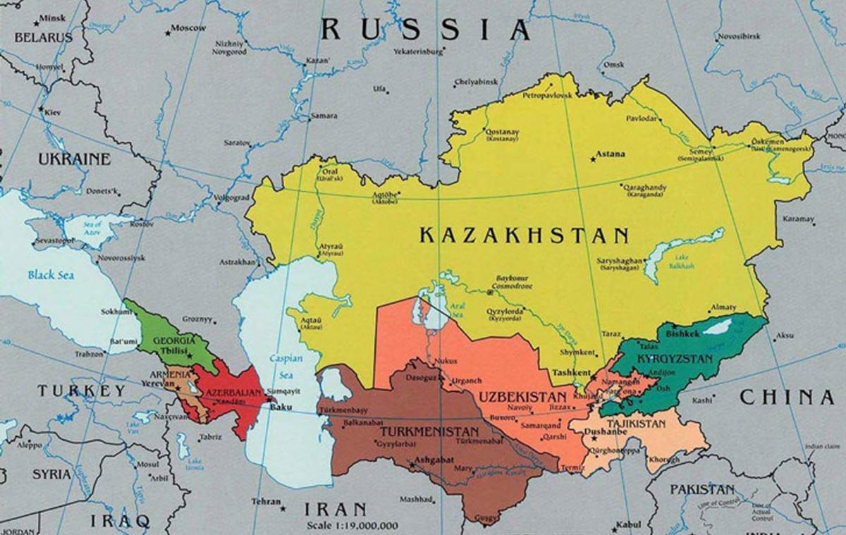 map Kazakhstan surrounding countries